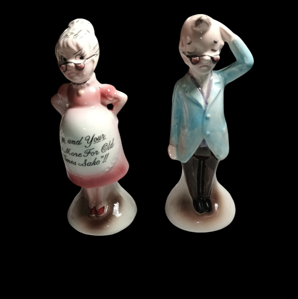 Vintage enesco salt and pepper shakers pregnant grandma and grandpa